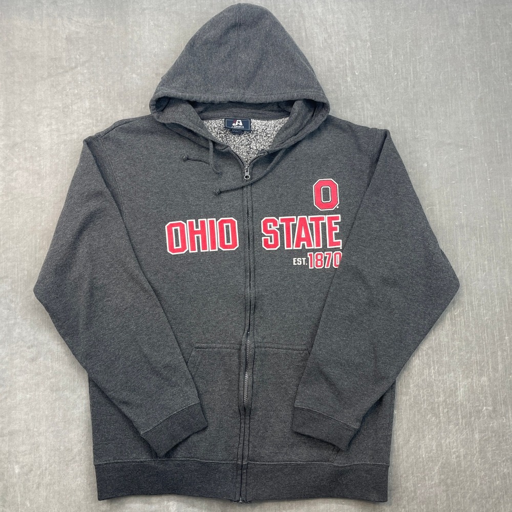 Ohio State Buckeyes Mens Medium Gray J America Zip Up Hoodie‎ Sweatshirt
